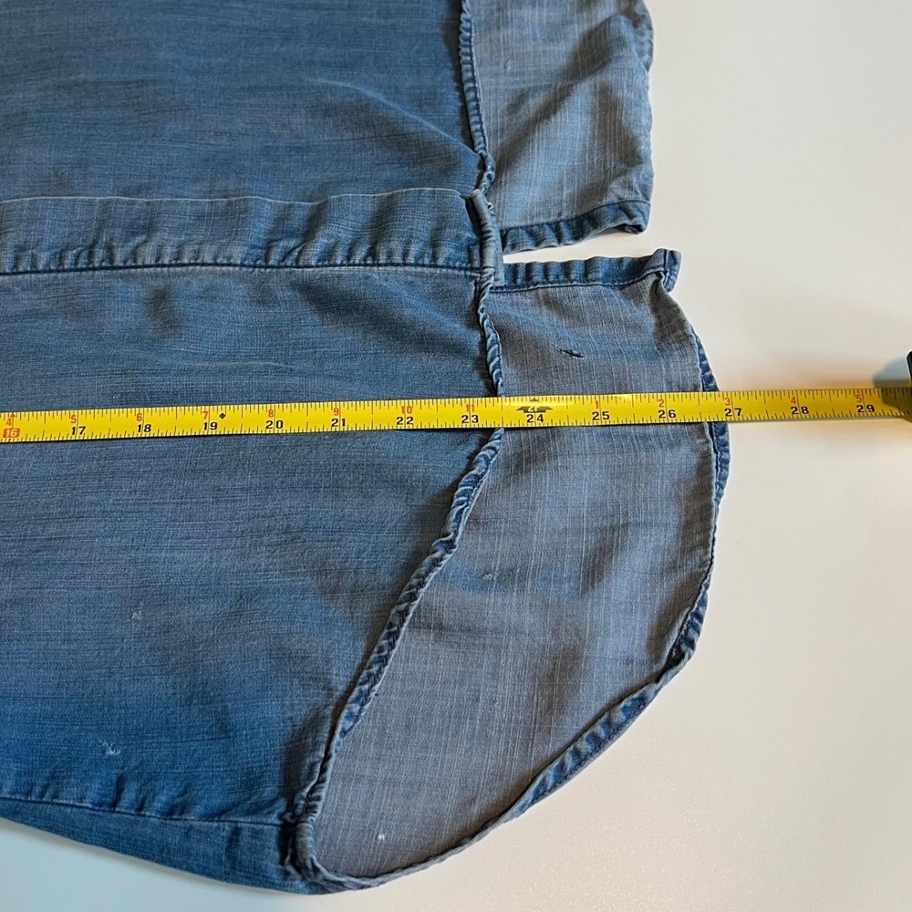 Cloth & Stone Womens S Button Down Shirt Blue Chambray Roll Tab Sleeves Tencel - Picture 9 of 10